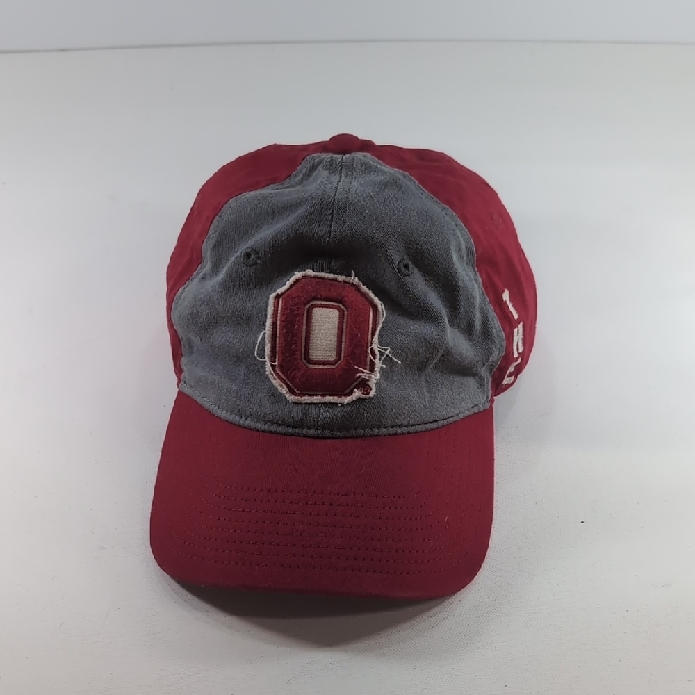 Vintage OSU Ohio State University Hat L-XL Red Gray Fitted Stretch Cap Buckeyes